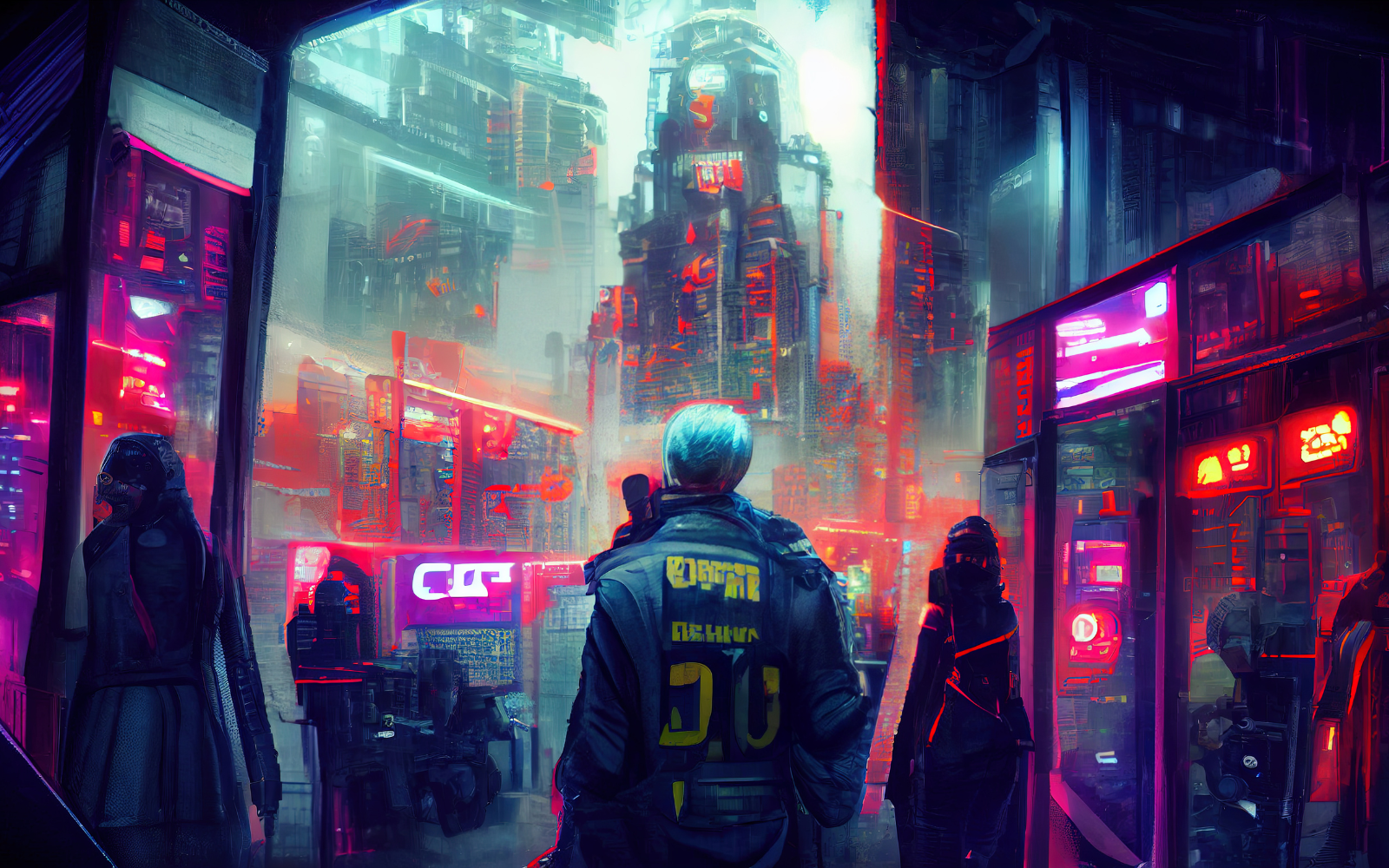 Illustration cyberpunk générée par IA